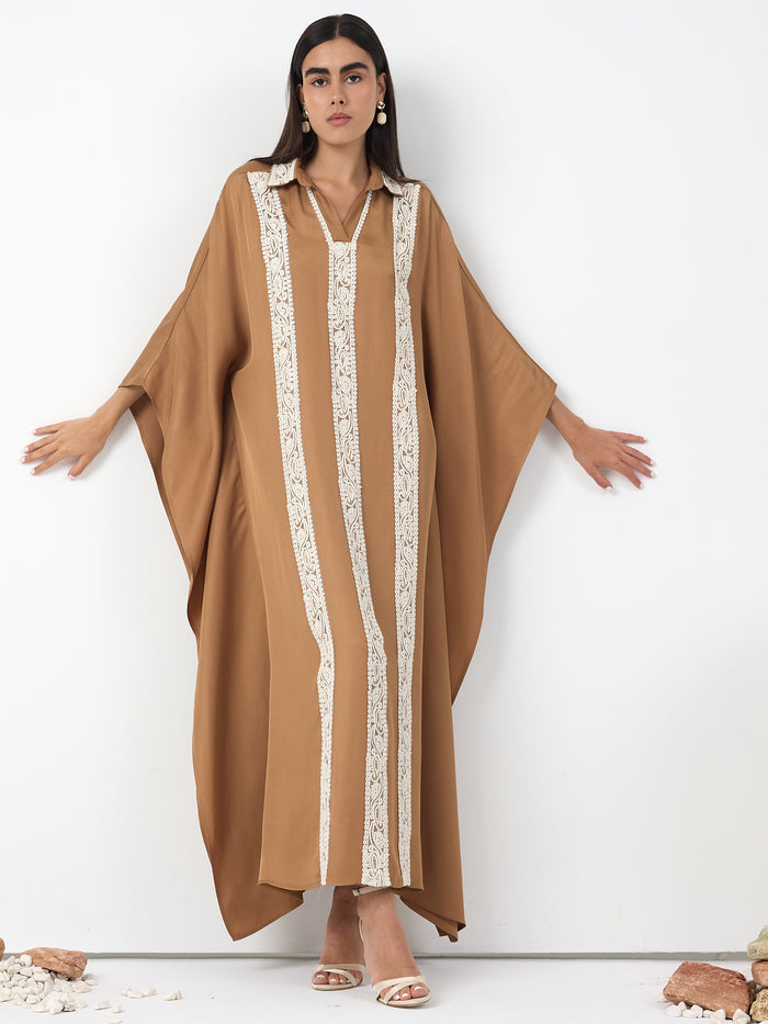 Cinnamon Lace Detail Kaftan Dress - Store WF