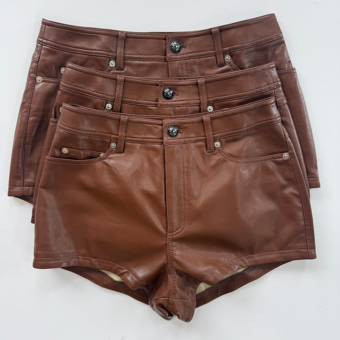 Cizp1351 Faux Leather Short - Brown