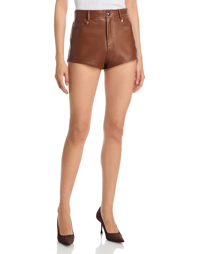 Cizp1351 Faux Leather Short - Brown