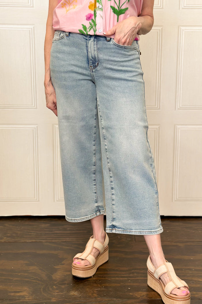 Clean Slate Crop Wide Leg Jeans