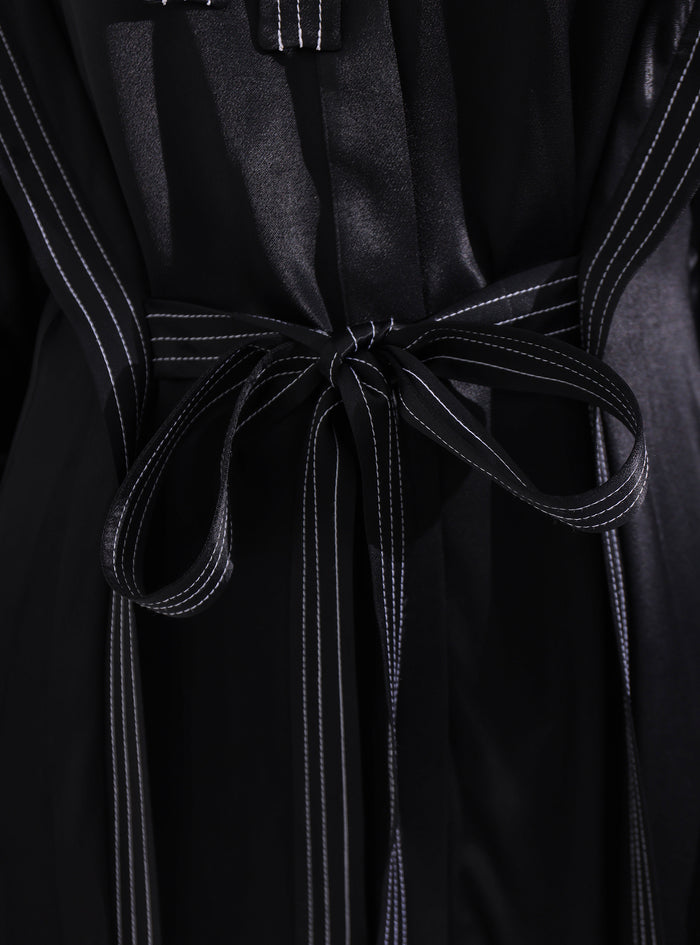 Contrast Top Stitch Black Maxi Dress - WF Atelier - Store WF