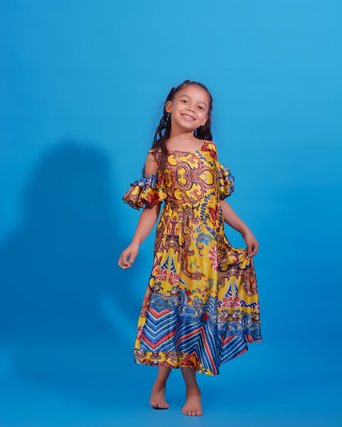 Crysta Dress - Silk Off-the-Shoulder Dress for Girls - Dimaz