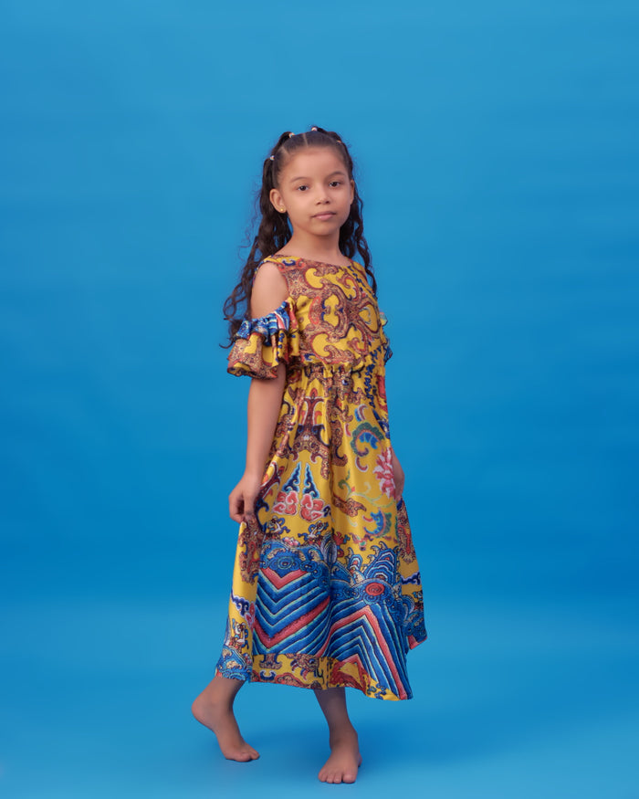 Crysta Dress - Silk Off-the-Shoulder Dress for Girls - Dimaz