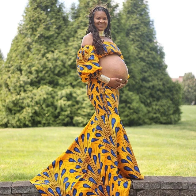 Dakota Stretchy African Maternity Co-Ord Set - Dimaz