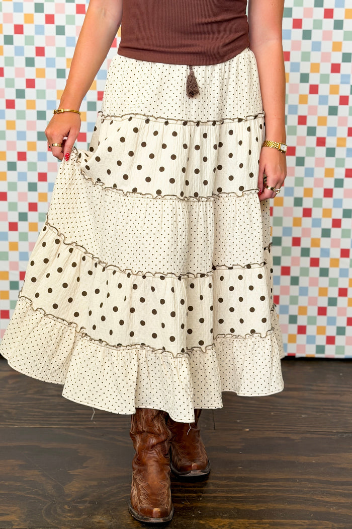 Dancing Dots Midi Skirt