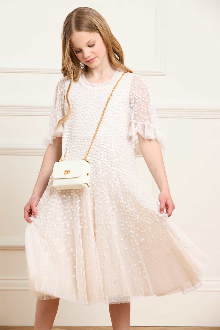 Dappled Sequin Short Cape Kids Dress