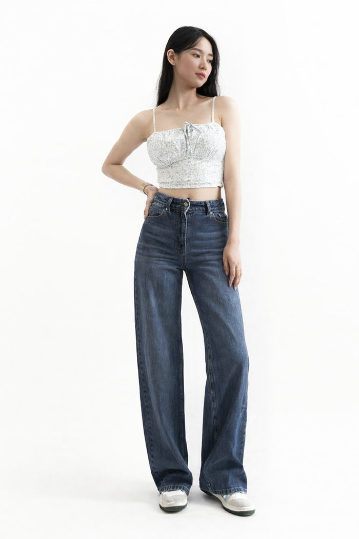 Dark Blue Wide Leg Denim