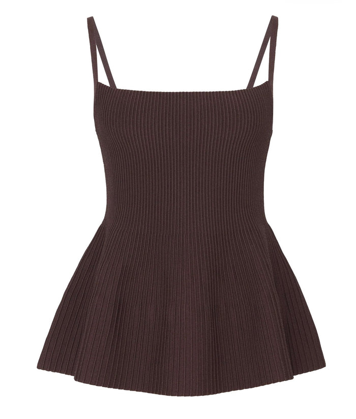 Dl90077 Brown Peplum Top