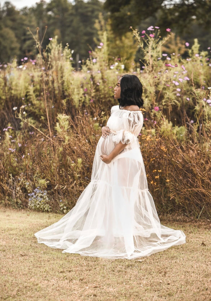 Doni Dress - Two-Piece Off-Shoulder Tulle Maternity Set - Dimaz