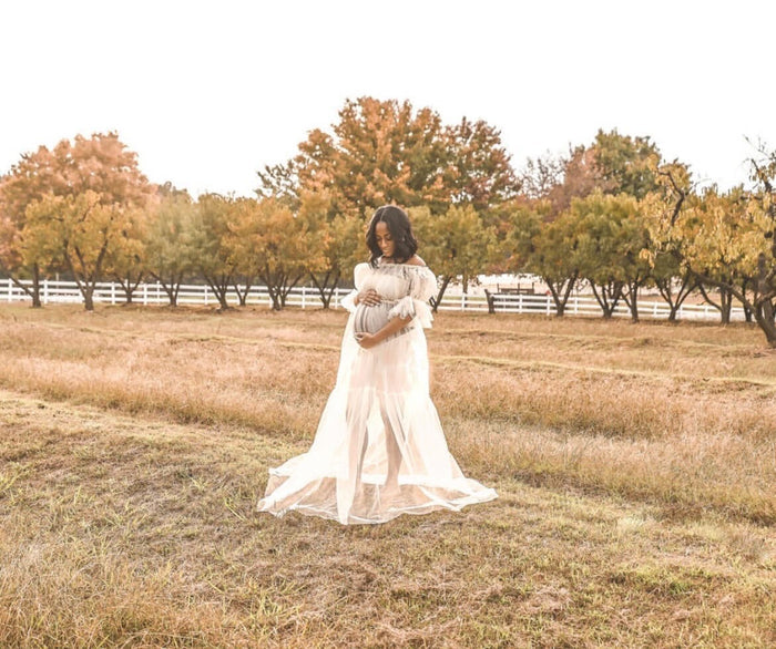 Doni Dress - Two-Piece Off-Shoulder Tulle Maternity Set - Dimaz