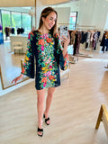 El1110 Black Floral Shift Dress