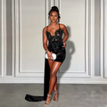 Elegant Sweetheart Beaded Embroidery Black Girls Velvet Short Mini Prom Dresses For Birthday Party