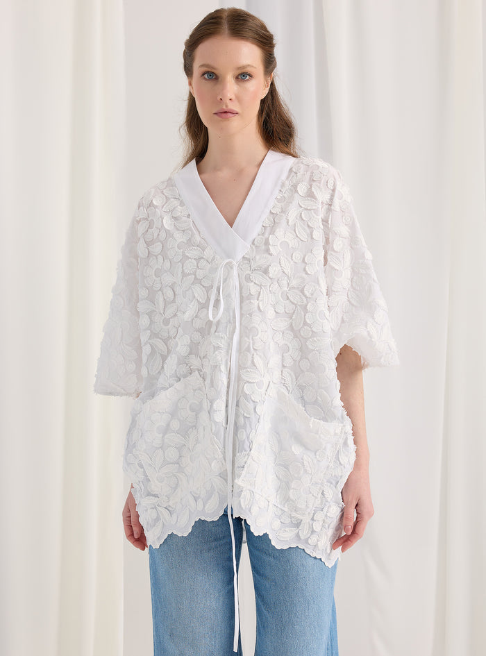 Embroidery White Kimono - Store WF