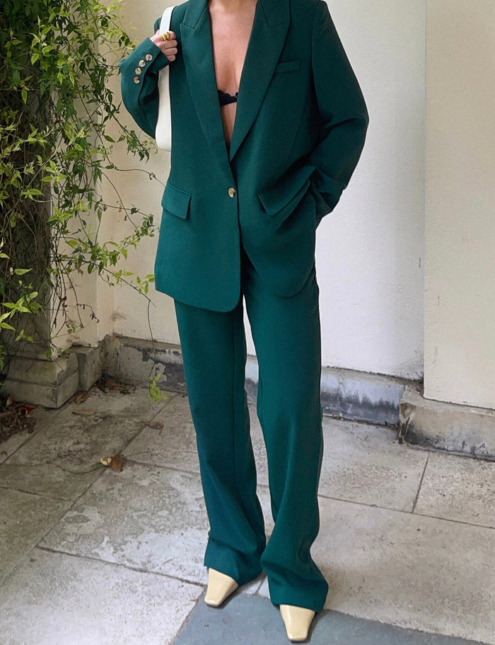 Emerald Green Side Hook Trousers
