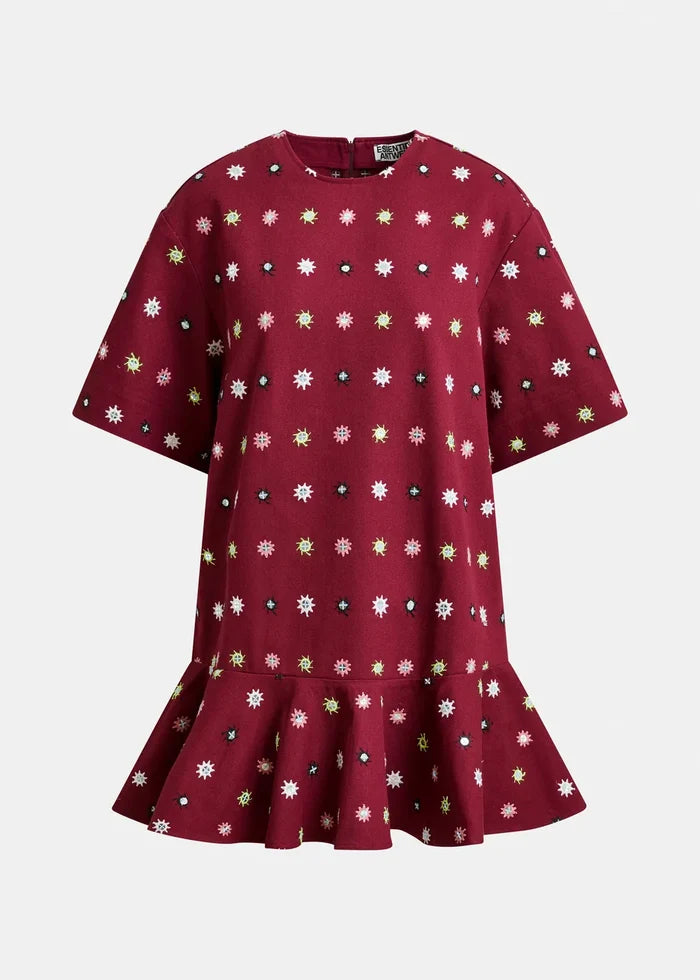 Es1ro Essentiel Mirrored Star Dress - Burgundy