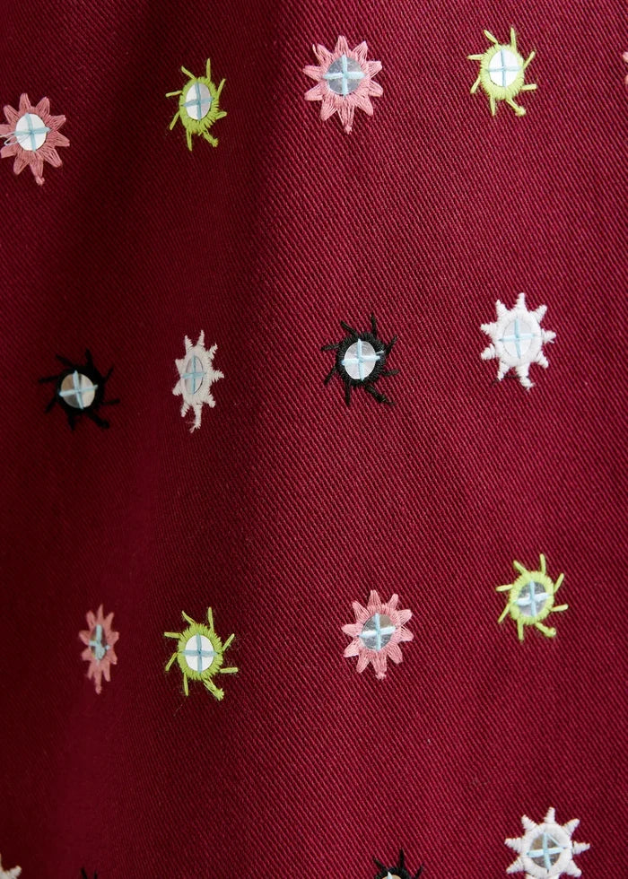 Es1ro Essentiel Mirrored Star Dress - Burgundy