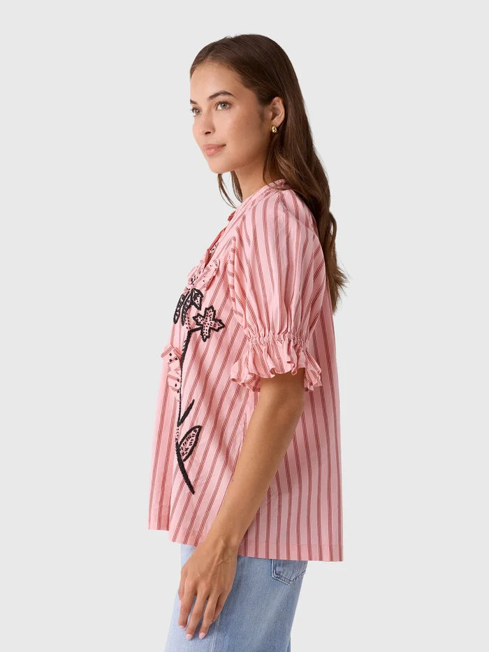 Es2893 3D Flower Blouse