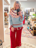 FAIR ISLE SWEATER, DUSTY BLUE