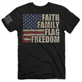"Faith, Family, Flag, Freedom" Tee-Men's Graphic Tee-Buck Wear-Gallop 'n Glitz- Women's Western Wear Boutique, Located in Grants Pass, Oregon