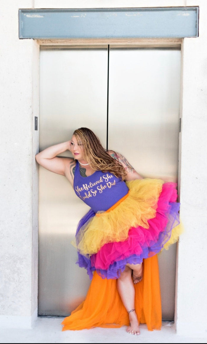 Fantasy Skirt - Multicolor Layered Tulle High-Low Skirt Dress - Dimaz