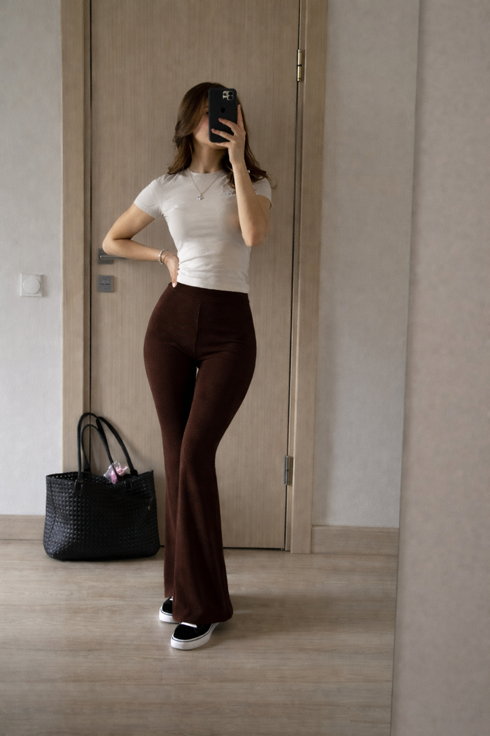 Flared ribbed pants