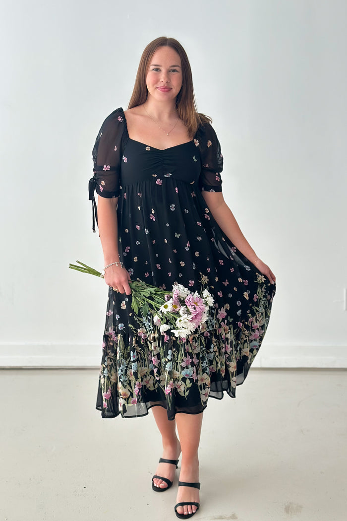 Free Flowing Floral Midi Dress