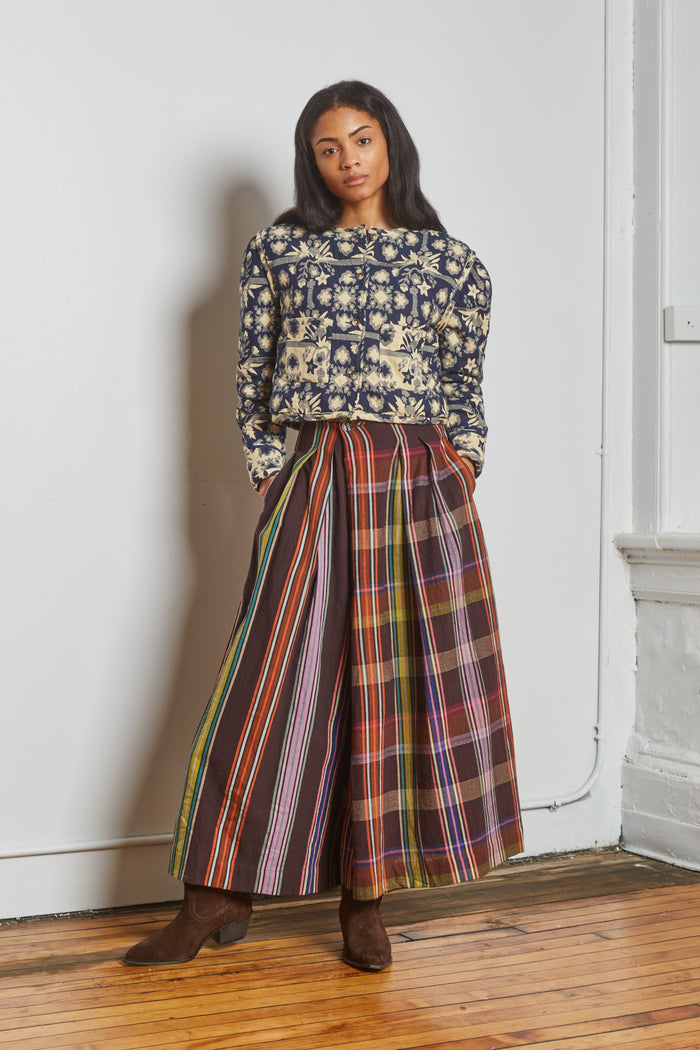 FRIDA PANTS | MOCHA CHEX X STRIPES