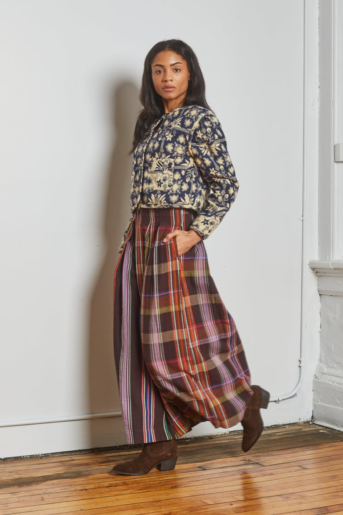 FRIDA PANTS | MOCHA CHEX X STRIPES