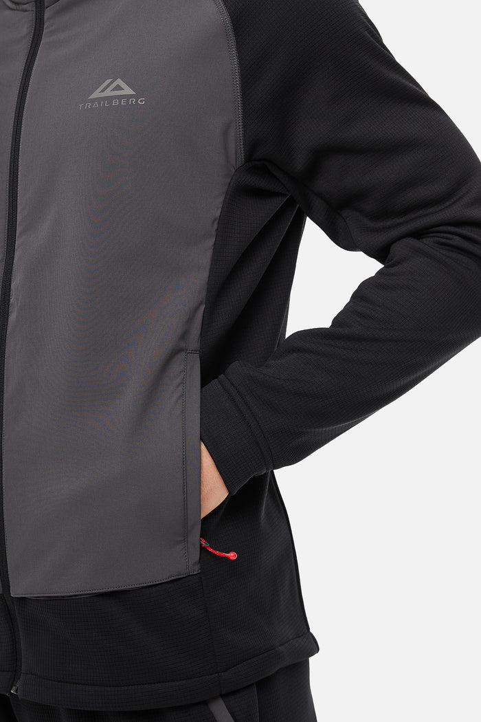Glacier Fleece Hood - Black/Grey