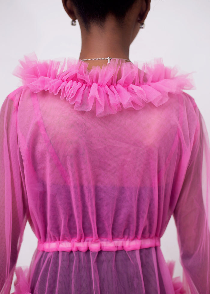 Glamour Gleams Robe - Luxurious Pink Tulle Robe - Dimaz