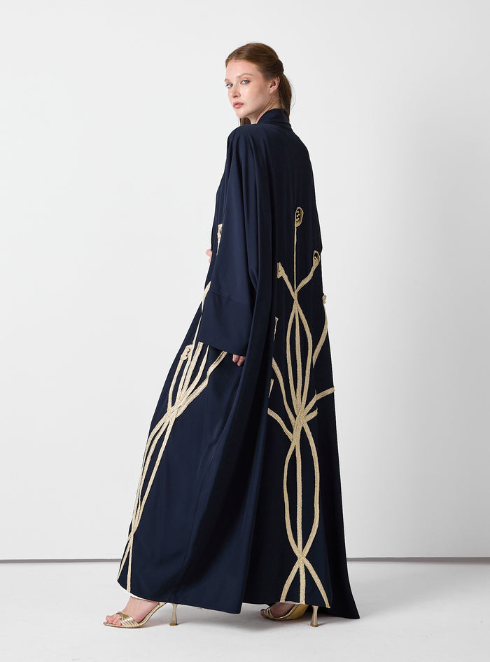 Golden Embroidery Navy Abaya - Store WF