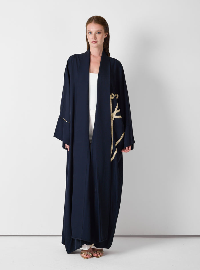 Golden Embroidery Navy Abaya - Store WF