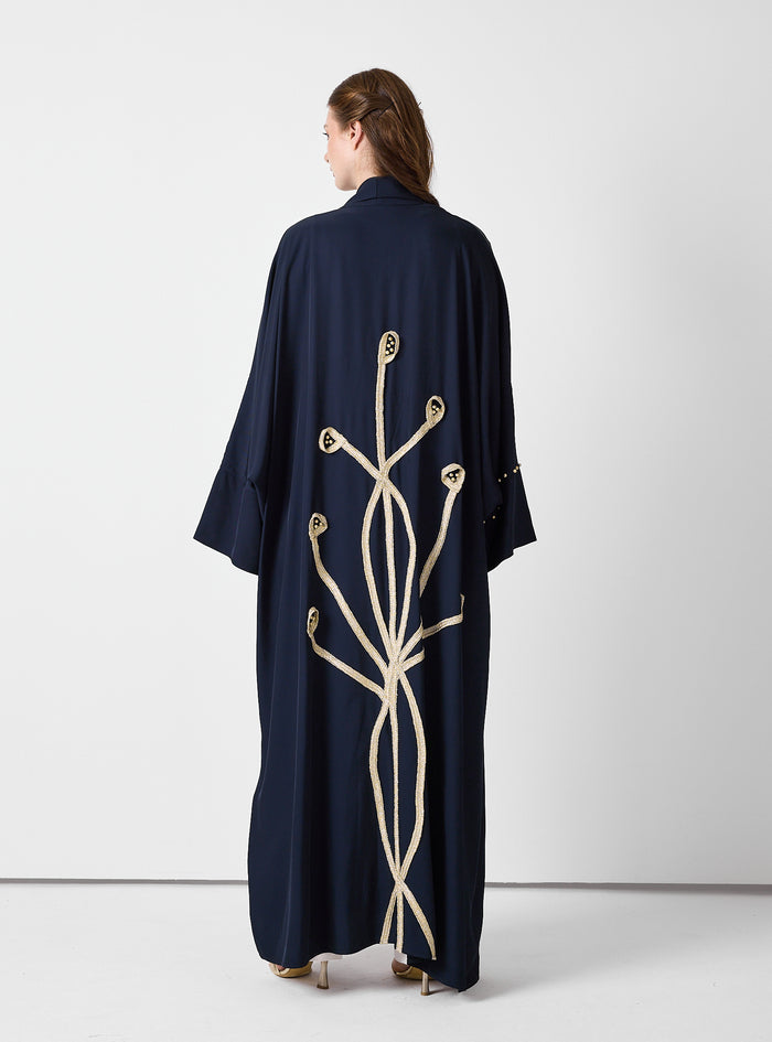 Golden Embroidery Navy Abaya - Store WF