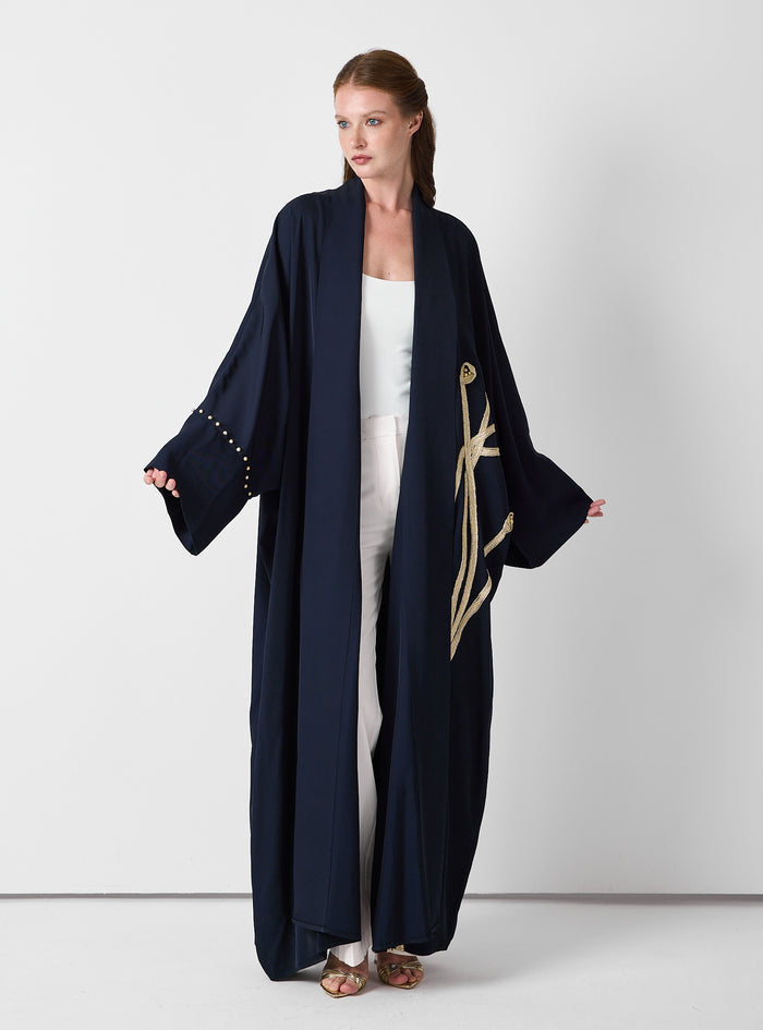 Golden Embroidery Navy Abaya - Store WF