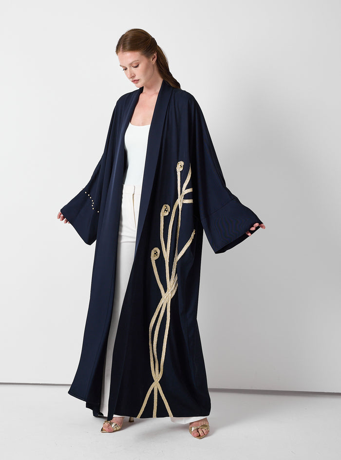 Golden Embroidery Navy Abaya - Store WF