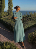 Gray Mint Contrast Top Stitch Maxi Dress - WF Atelier - Store WF