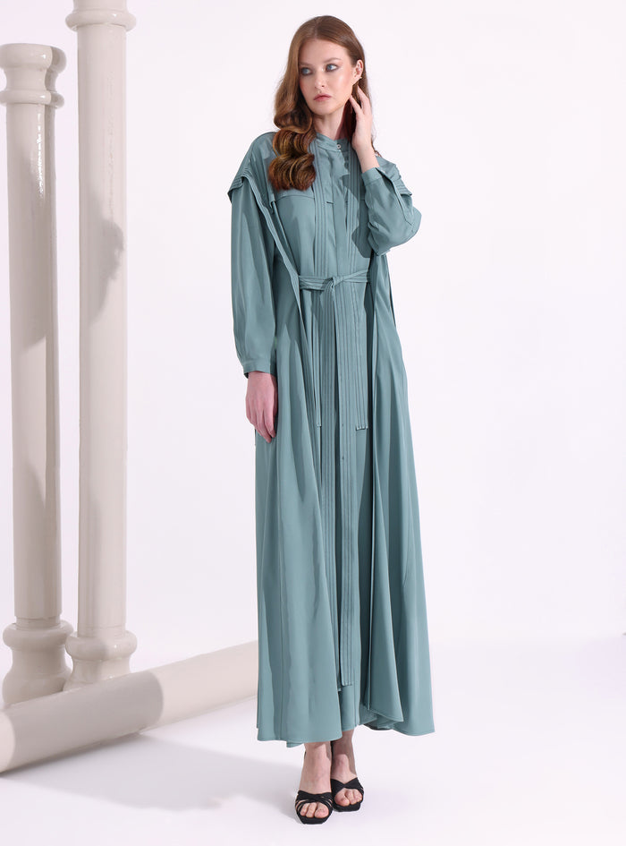 Gray Mint Contrast Top Stitch Maxi Dress - Store WF