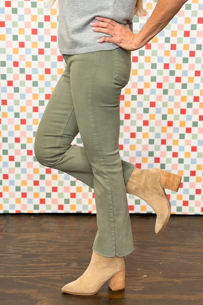 Green With Envy Kick Demi Flare Jean