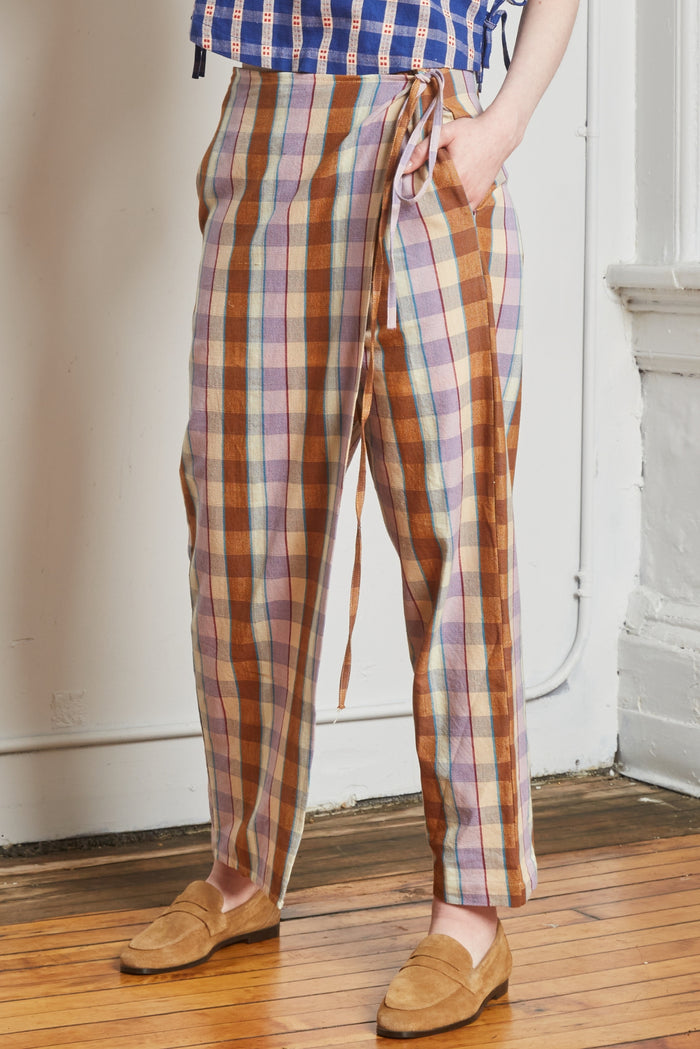 HALF WRAP PANT | CHESTNUT CHEX