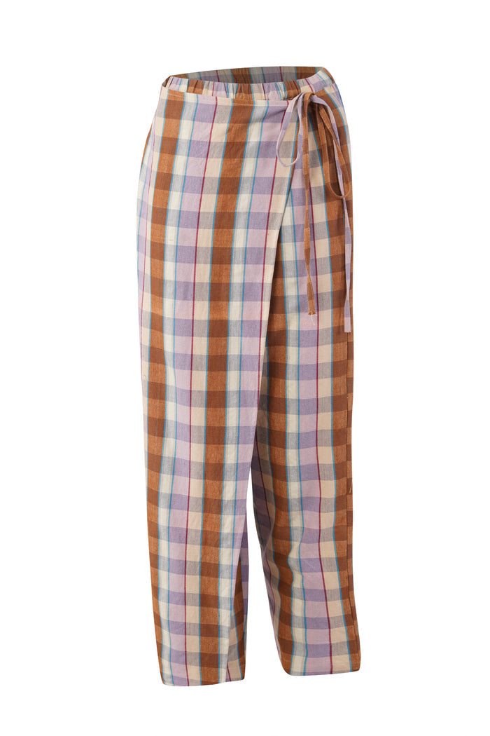 HALF WRAP PANT | CHESTNUT CHEX