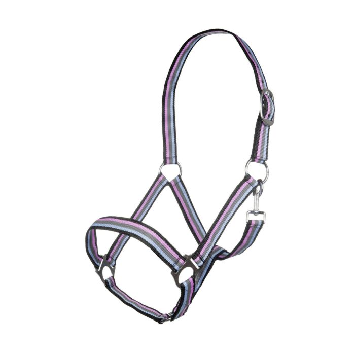 HKM Headcollar- Linz- Black/ Grey/White/Pink