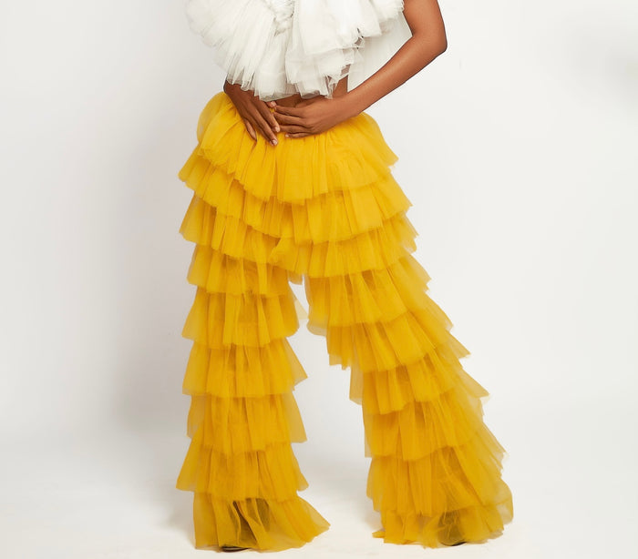 Honey Pants - Tulle Ruffled Layered Trousers - Dimaz