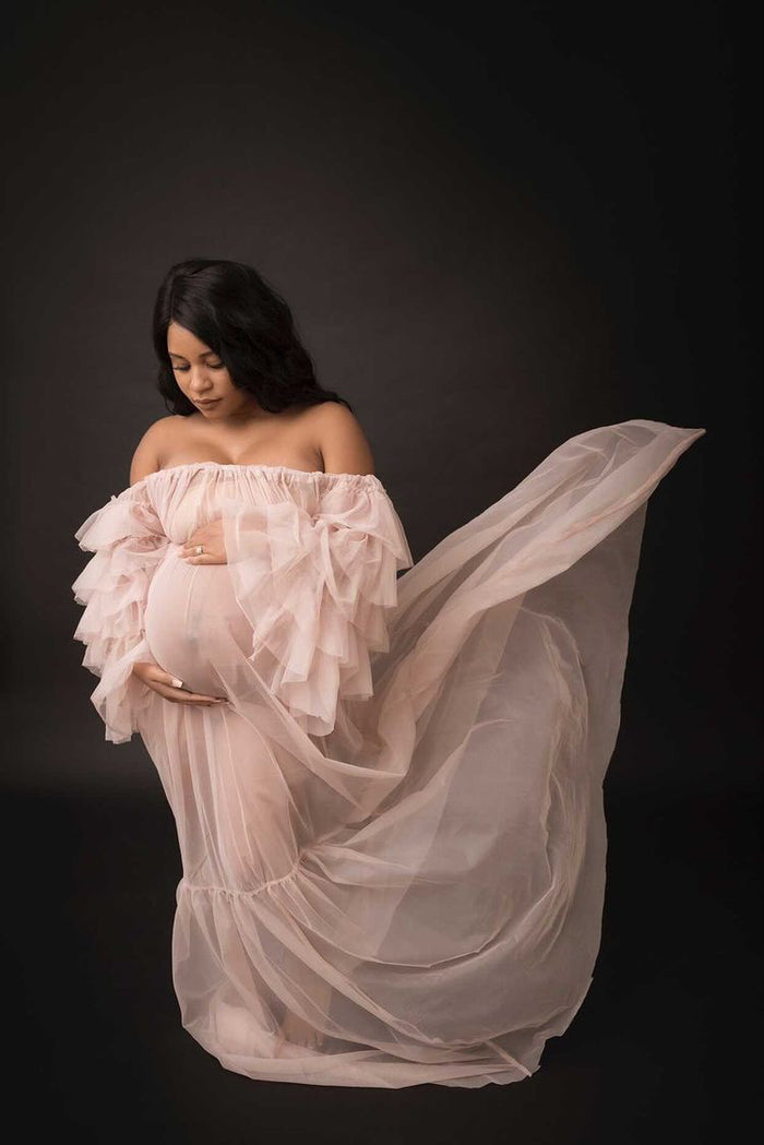 Jala Dress - Flowing Maternity Tulle Gown - Dimaz