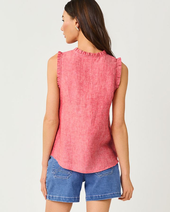 KAVALLA SLEEVELESS RUFFLE TOP