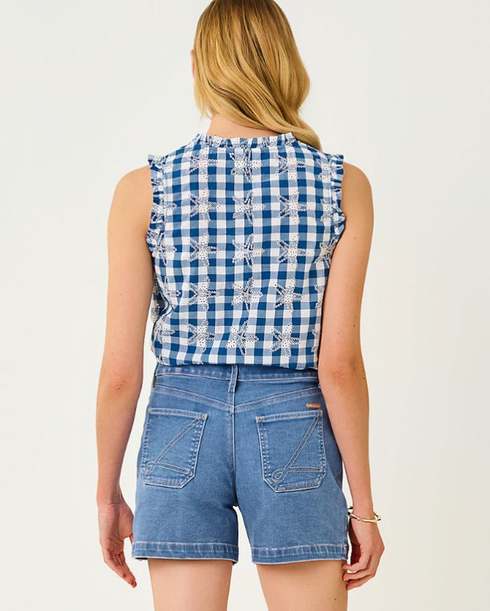 KAVALLA SLEEVELESS RUFFLE TOP