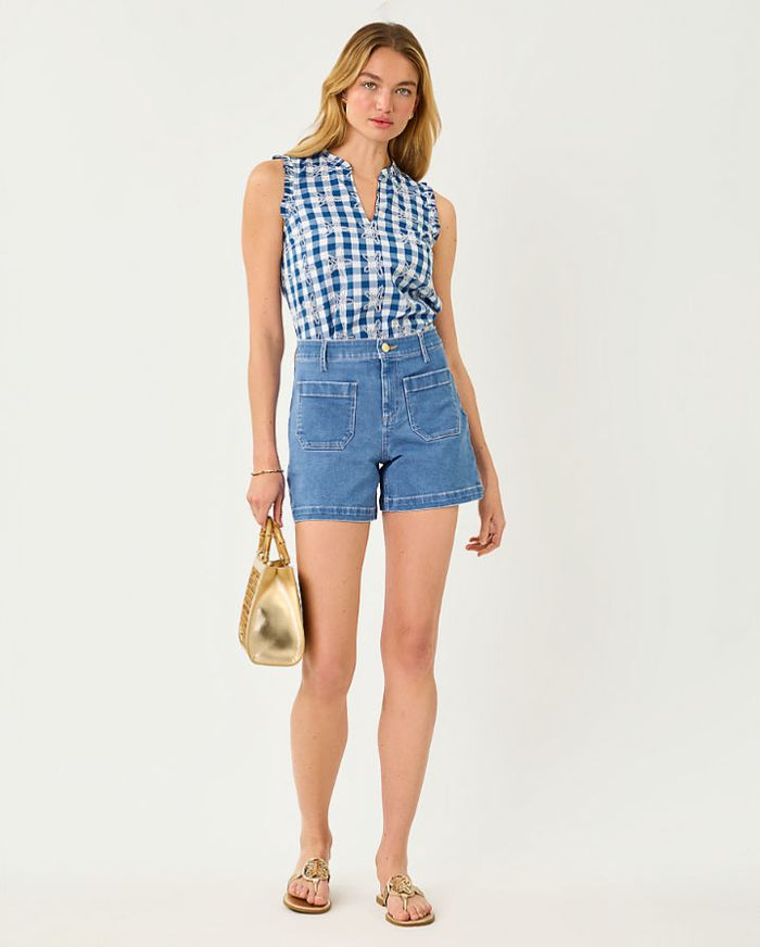 KAVALLA SLEEVELESS RUFFLE TOP
