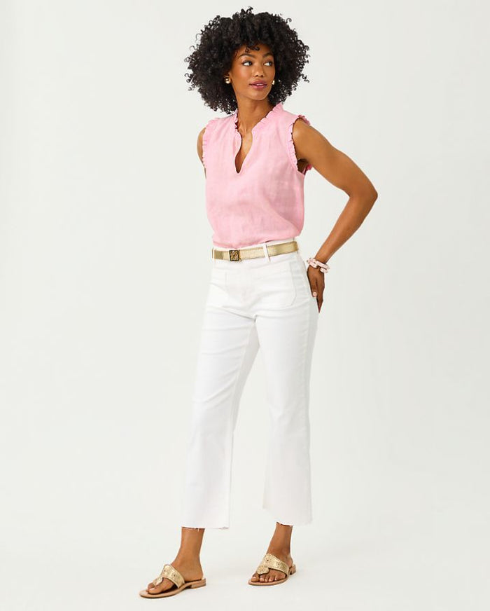 KAVALLA SLEEVELESS RUFFLE TOP