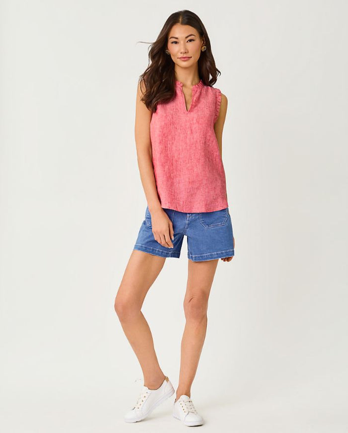 KAVALLA SLEEVELESS RUFFLE TOP