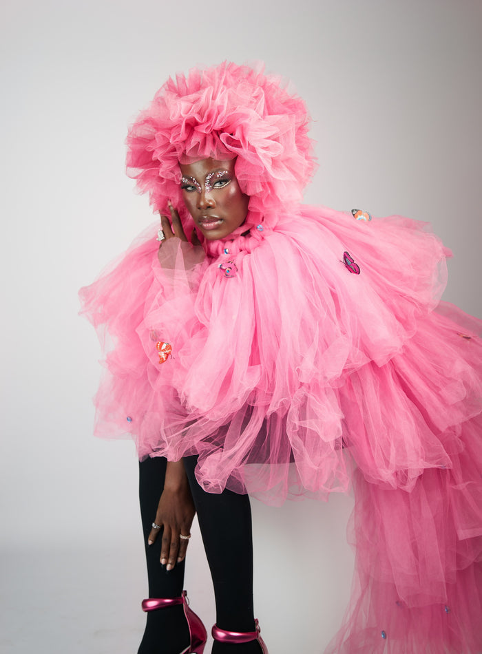 Keisha Butterfly Skirt Gown - Romantic Pink Tulle Dress - Dimaz