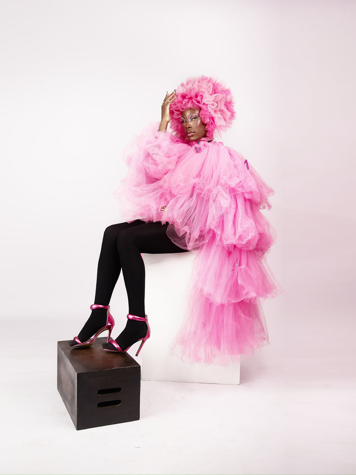 Keisha Butterfly Skirt Gown - Romantic Pink Tulle Dress - Dimaz